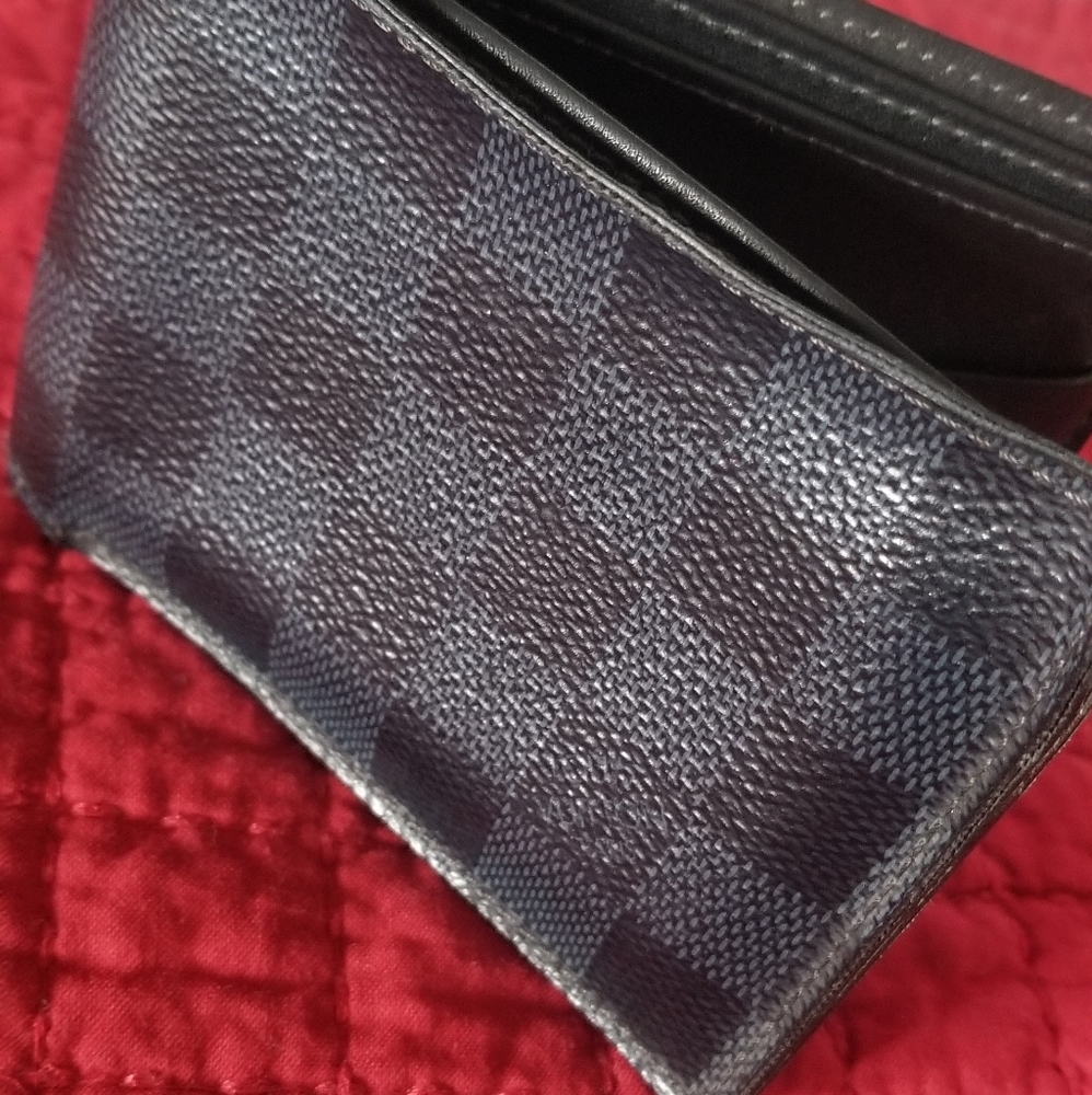 Louis Vuitton Black and Gray Checkered Wallet